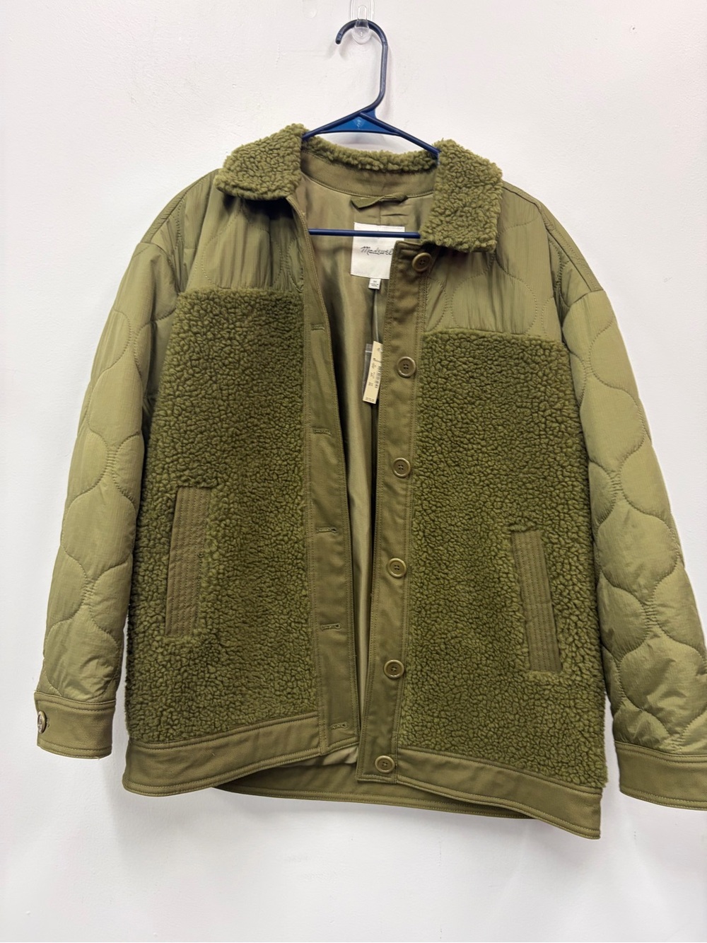 Madewell Olive Green Sherpa Quilted Field Jacket Sz XS